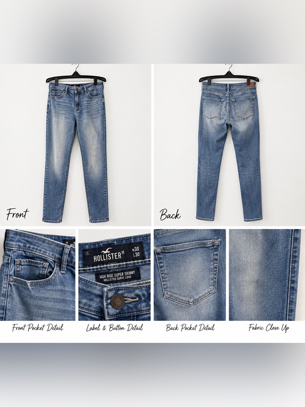 Hollister High Rise Jeans Shape Love Size 11R W30 L30 Medium Wash